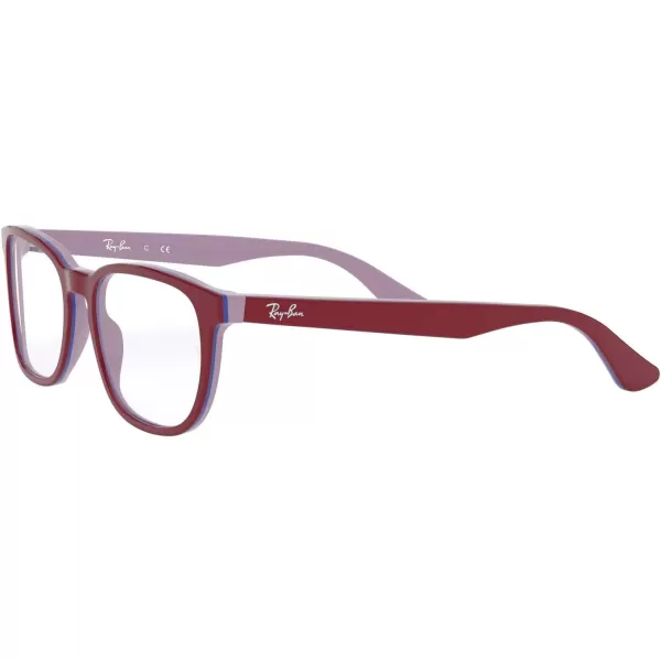 RayBan Kids Ry1592 Square Prescription Eyeglass FramesRed on GreyBlueDemo Lens