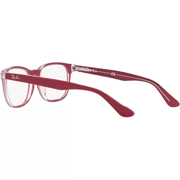 RayBan Kids Ry1592 Square Prescription Eyeglass FramesRed on TransparentDemo Lens