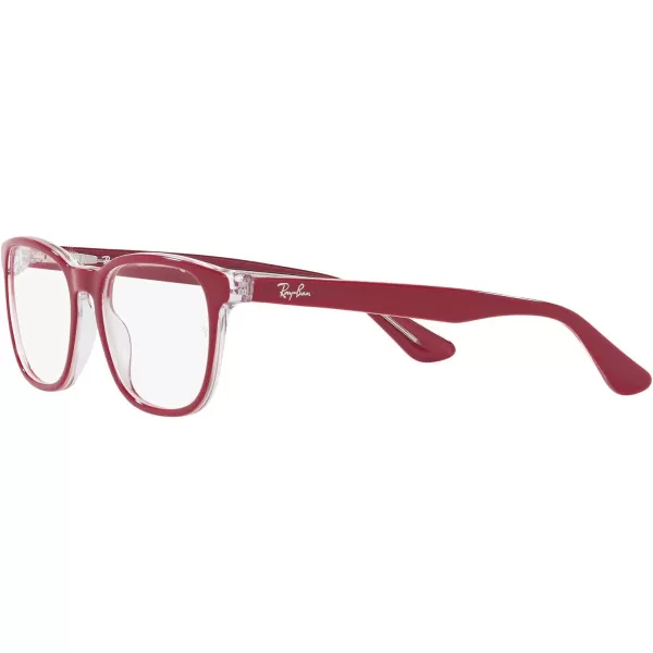 RayBan Kids Ry1592 Square Prescription Eyeglass FramesRed on TransparentDemo Lens