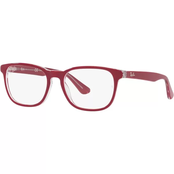 RayBan Kids Ry1592 Square Prescription Eyeglass FramesRed on TransparentDemo Lens