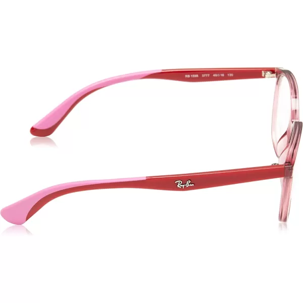 RayBan Kids Ry1598 Square Prescription Eyeglass FramesTransparent RedRubber PinkDemo Lens