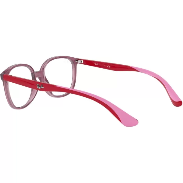 RayBan Kids Ry1598 Square Prescription Eyeglass FramesTransparent RedRubber PinkDemo Lens