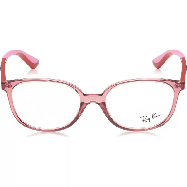 RayBan Kids Ry1598 Square Prescription Eyeglass FramesTransparent RedRubber PinkDemo Lens