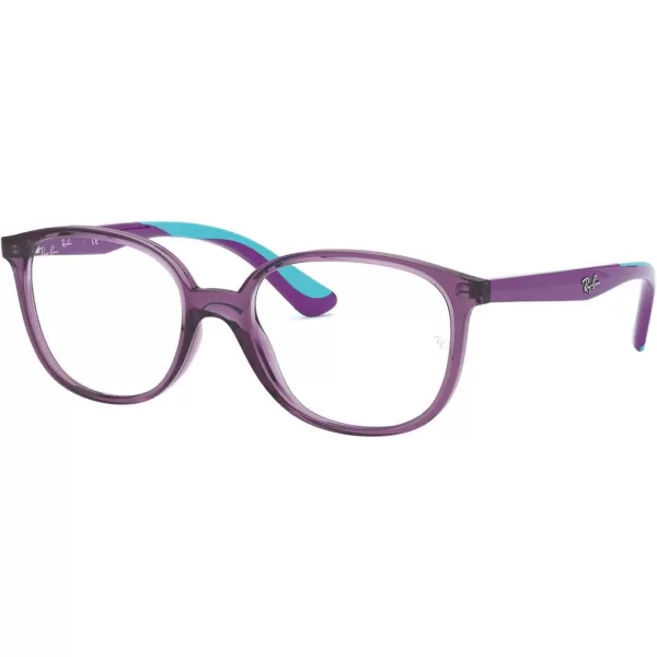 RayBan Kids Ry1598 Square Prescription Eyeglass FramesTransparent VioletRubber Light BlueDemo Lens