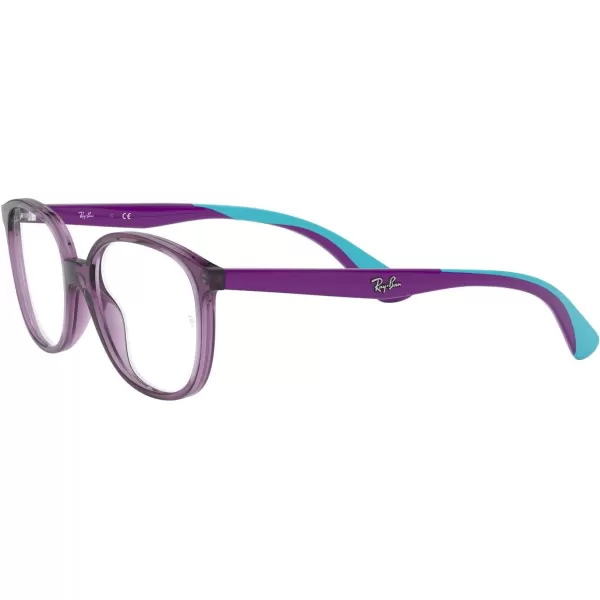 RayBan Kids Ry1598 Square Prescription Eyeglass FramesTransparent VioletRubber Light BlueDemo Lens