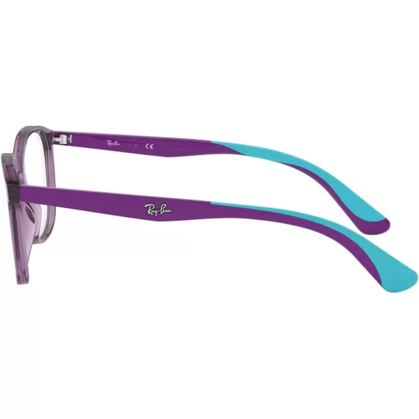 RayBan Kids Ry1598 Square Prescription Eyeglass FramesTransparent VioletRubber Light BlueDemo Lens