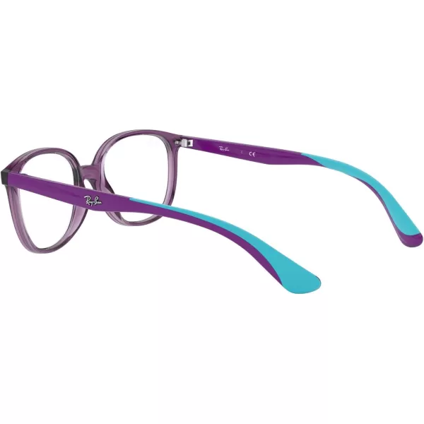 RayBan Kids Ry1598 Square Prescription Eyeglass FramesTransparent VioletRubber Light BlueDemo Lens