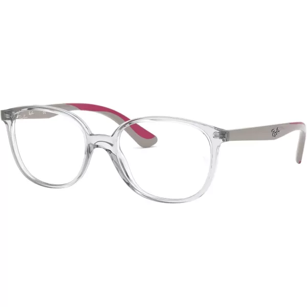 RayBan Kids Ry1598 Square Prescription Eyeglass FramesTransparentGreyRubber FuchsiaDemo Lens