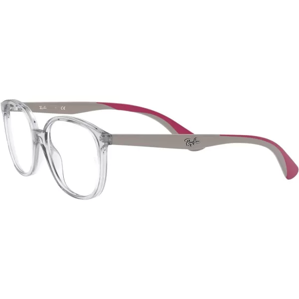 RayBan Kids Ry1598 Square Prescription Eyeglass FramesTransparentGreyRubber FuchsiaDemo Lens