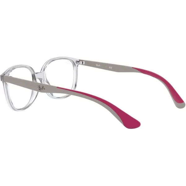 RayBan Kids Ry1598 Square Prescription Eyeglass FramesTransparentGreyRubber FuchsiaDemo Lens