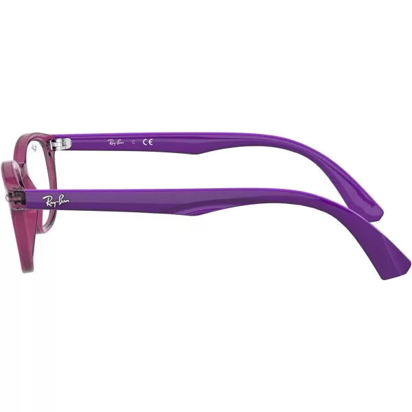 RayBan Kids Ry1599 Rectangular Prescription Eyeglass FramesTransparent FuchsiaDemo Lens