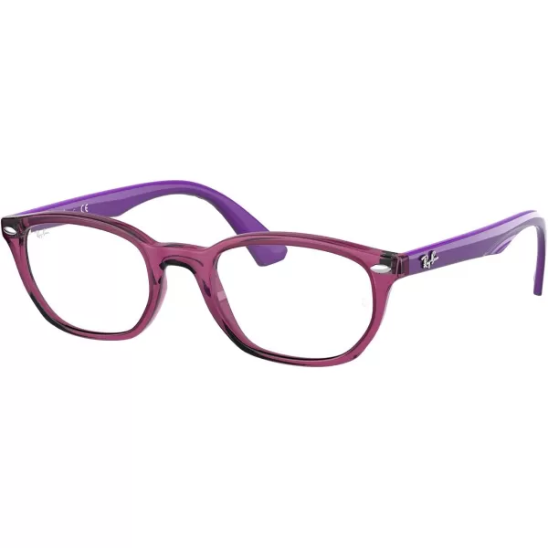 RayBan Kids Ry1599 Rectangular Prescription Eyeglass FramesTransparent FuchsiaDemo Lens