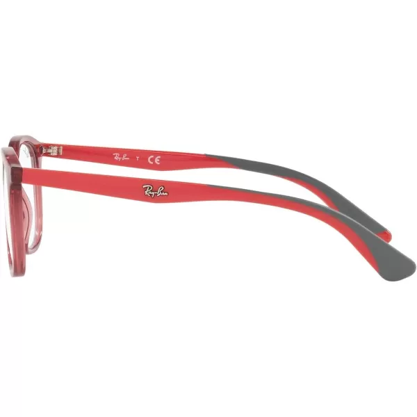 RayBan Kids Ry1604 Square Prescription Eyeglass FramesTransparent RedDemo Lens