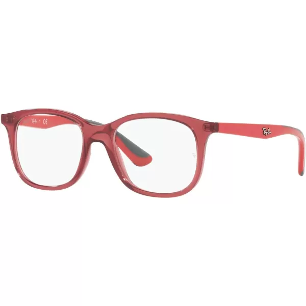 RayBan Kids Ry1604 Square Prescription Eyeglass FramesTransparent RedDemo Lens