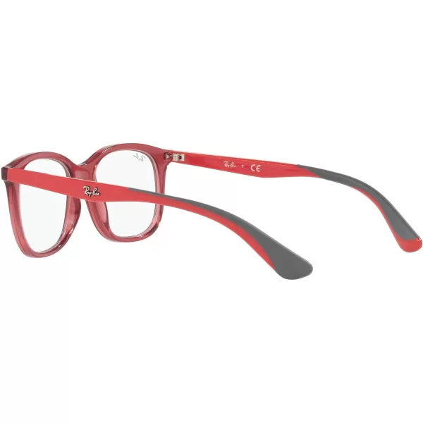 RayBan Kids Ry1604 Square Prescription Eyeglass FramesTransparent RedDemo Lens