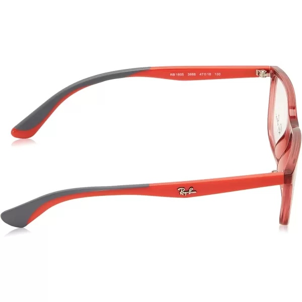 RayBan Kids Ry1605 Rectangular Prescription Eyeglass FramesTransparent RedDemo Lens