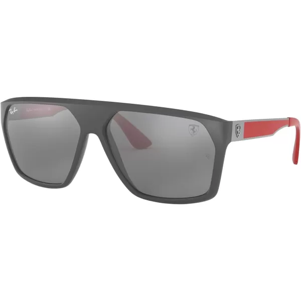 RayBan Mens RB4309m Scuderia Ferrari Collection Square SunglassesMatte GreyGrey Mirrored Silver