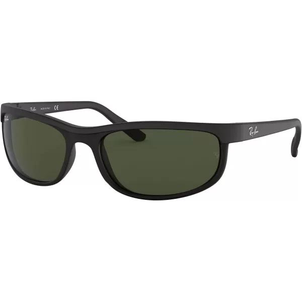 RayBan Mens Rb2027 Predator 2 Rectangular SunglassesBlack Matte BlackG15 Green