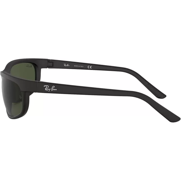 RayBan Mens Rb2027 Predator 2 Rectangular SunglassesBlack Matte BlackG15 Green