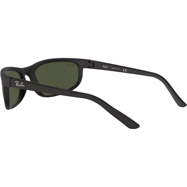 RayBan Mens Rb2027 Predator 2 Rectangular SunglassesBlack Matte BlackG15 Green