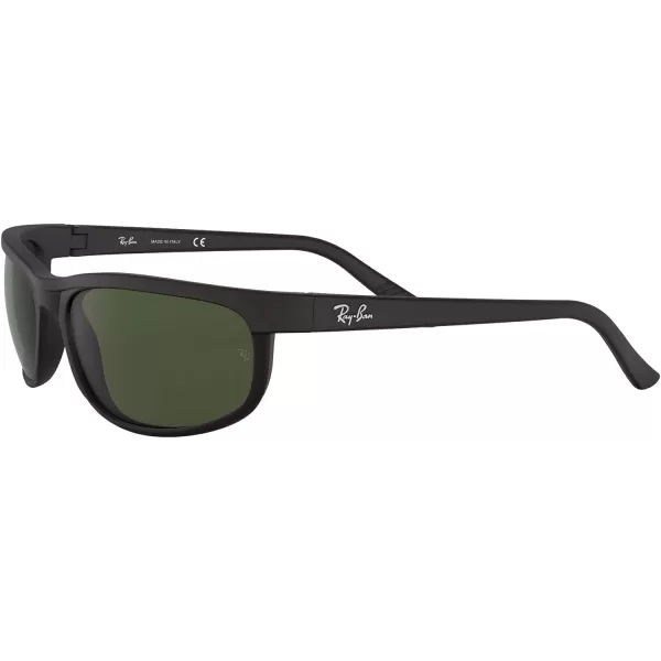 RayBan Mens Rb2027 Predator 2 Rectangular SunglassesBlack Matte BlackG15 Green