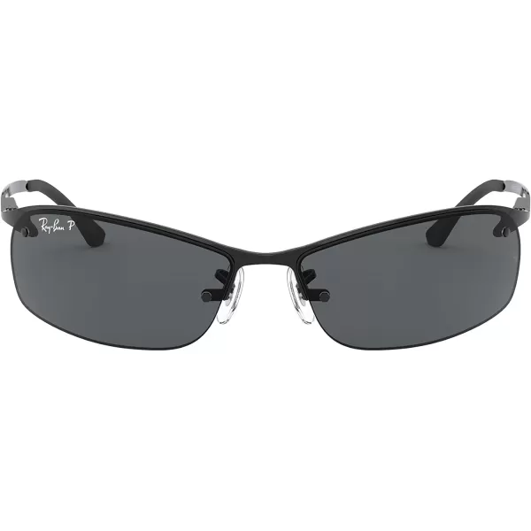 RayBan Mens Rb3183 Rectangular SunglassesBlackPolarized Grey