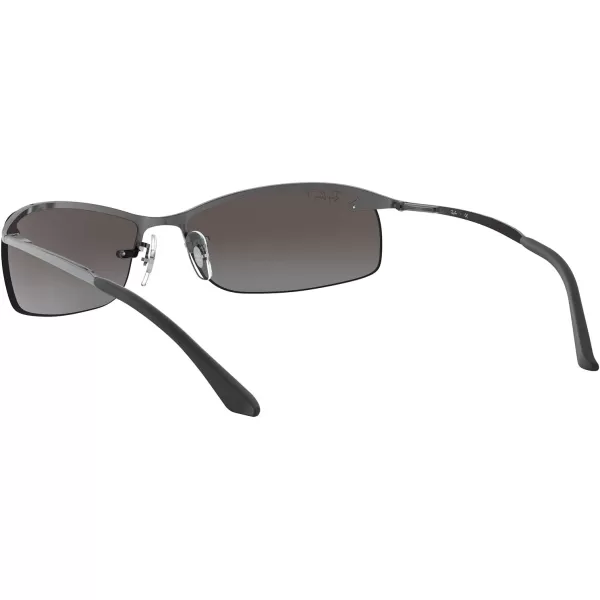 RayBan Mens Rb3183 Rectangular SunglassesGunmetalPolarized Grey Mirrored Gradient Silver