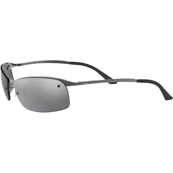 RayBan Mens Rb3183 Rectangular SunglassesGunmetalPolarized Grey Mirrored Gradient Silver