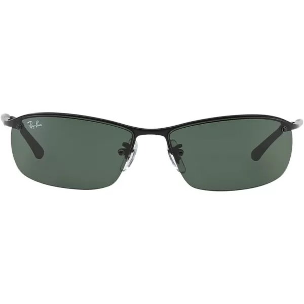 RayBan Mens Rb3183 Rectangular SunglassesMatte BlackDark Green