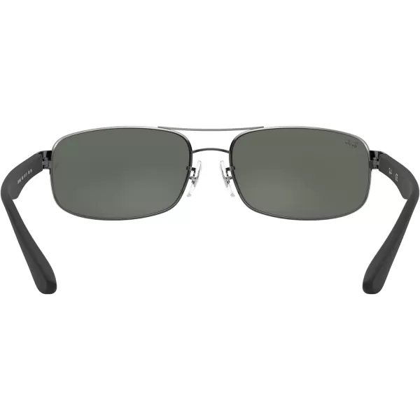 RayBan Mens Rb3445 Rectangular SunglassesGunmetalDark Green