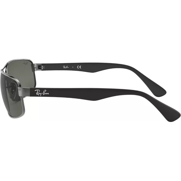 RayBan Mens Rb3445 Rectangular SunglassesGunmetalDark Green