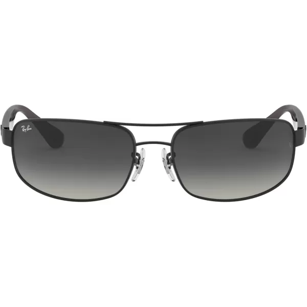 RayBan Mens Rb3445 Rectangular SunglassesMatte BlackLight Grey Gradient Dark Grey