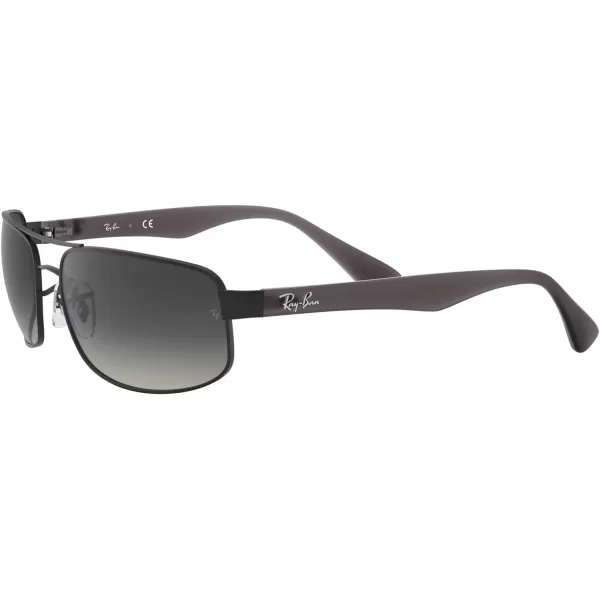 RayBan Mens Rb3445 Rectangular SunglassesMatte BlackLight Grey Gradient Dark Grey