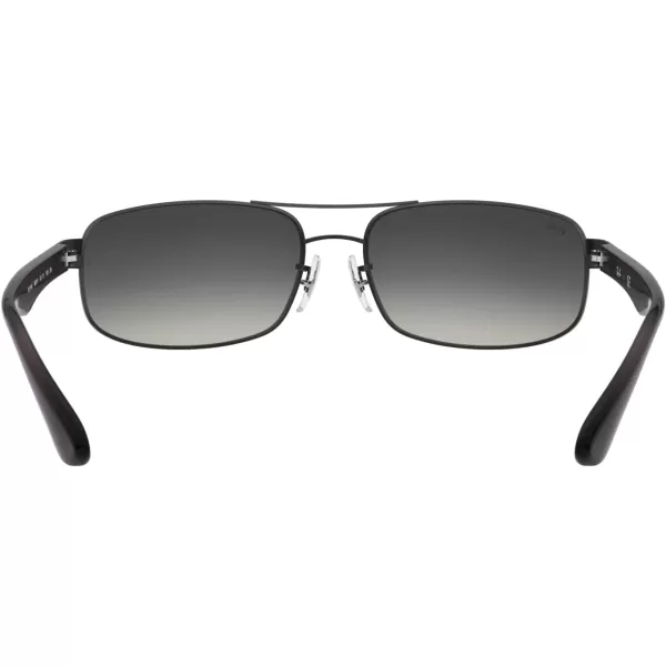 RayBan Mens Rb3445 Rectangular SunglassesMatte BlackLight Grey Gradient Dark Grey