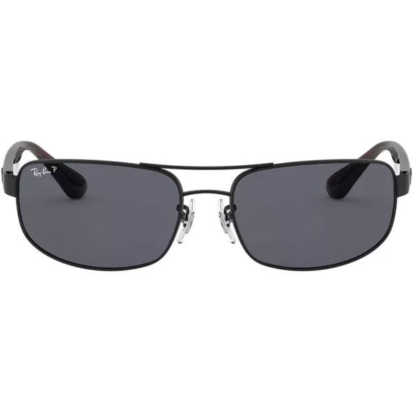 RayBan Mens Rb3445 Rectangular SunglassesMatte BlackPolarized Dark Grey