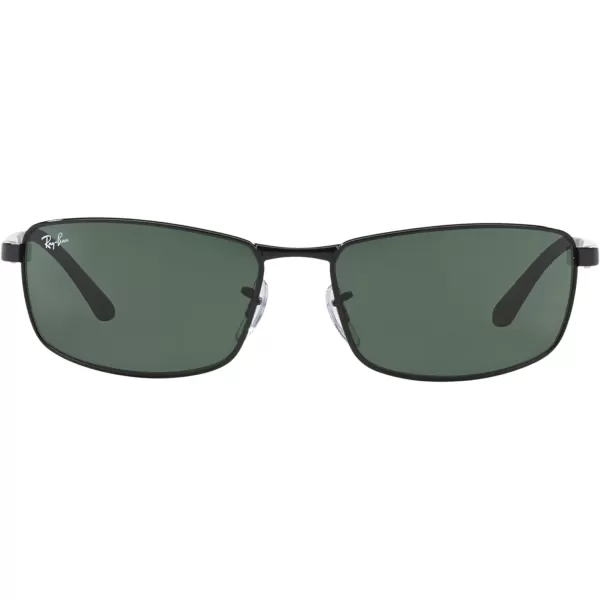 RayBan Mens Rb3498 Rectangular SunglassesBlackDark Green