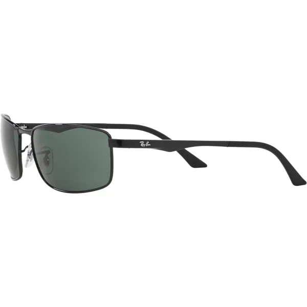 RayBan Mens Rb3498 Rectangular SunglassesBlackDark Green