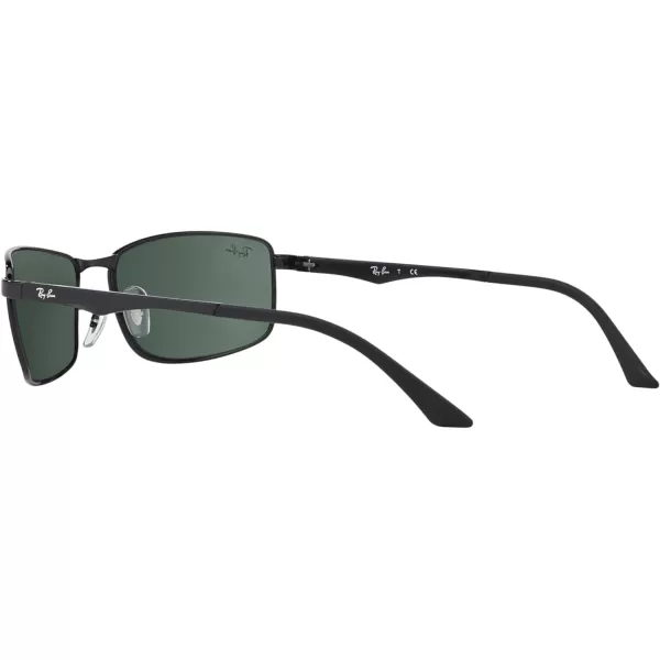 RayBan Mens Rb3498 Rectangular SunglassesBlackDark Green