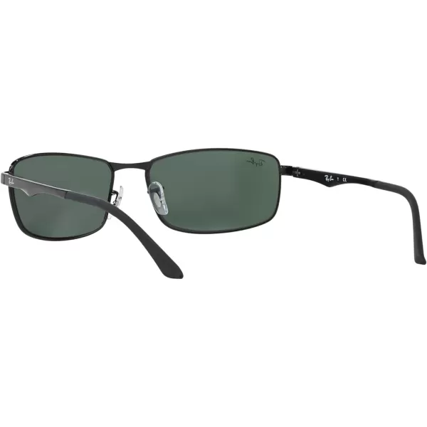 RayBan Mens Rb3498 Rectangular SunglassesBlackDark Green