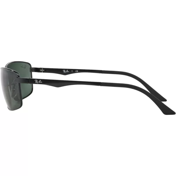 RayBan Mens Rb3498 Rectangular SunglassesBlackDark Green