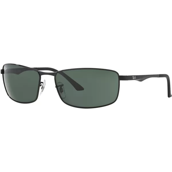 RayBan Mens Rb3498 Rectangular SunglassesBlackDark Green