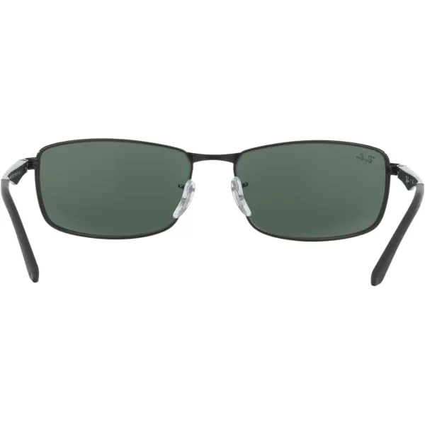 RayBan Mens Rb3498 Rectangular SunglassesBlackDark Green