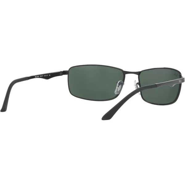 RayBan Mens Rb3498 Rectangular SunglassesBlackDark Green