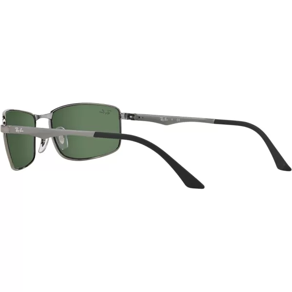 RayBan Mens Rb3498 Rectangular SunglassesGunmetalDark Green