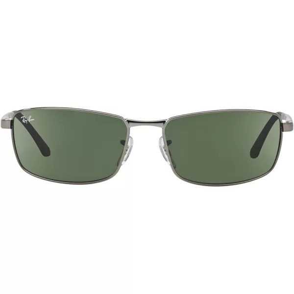 RayBan Mens Rb3498 Rectangular SunglassesGunmetalDark Green