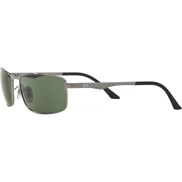 RayBan Mens Rb3498 Rectangular SunglassesGunmetalDark Green