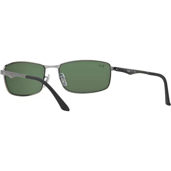 RayBan Mens Rb3498 Rectangular SunglassesGunmetalDark Green