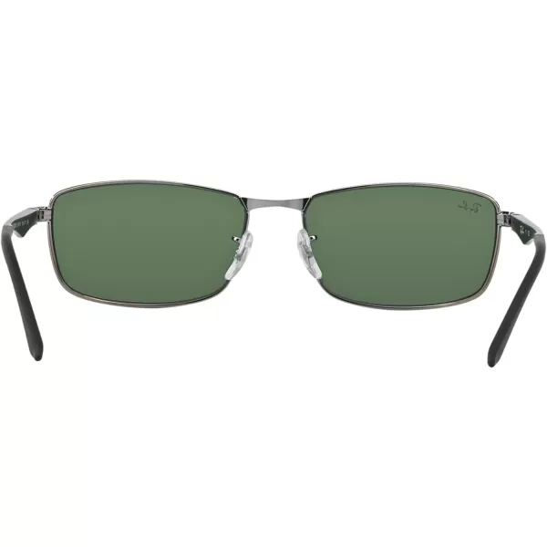 RayBan Mens Rb3498 Rectangular SunglassesGunmetalDark Green