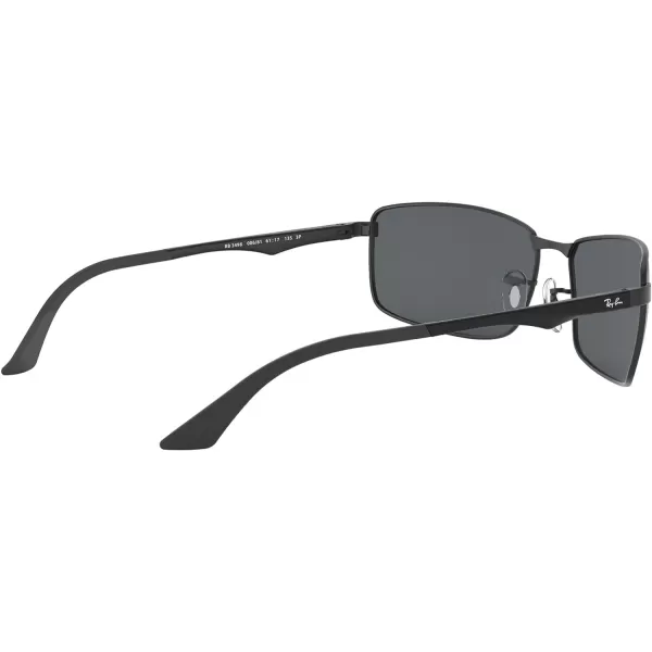 RayBan Mens Rb3498 Rectangular SunglassesMatte BlackPolarized Grey