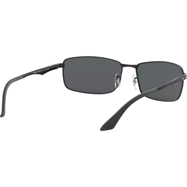 RayBan Mens Rb3498 Rectangular SunglassesMatte BlackPolarized Grey